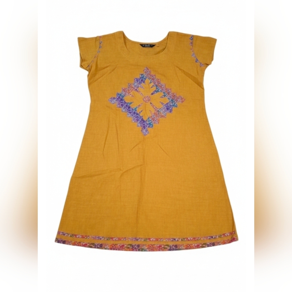 Ash Kids Dress in Mustard and Purple